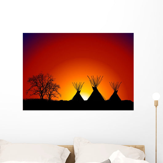 Tepee Sunset Wall Mural