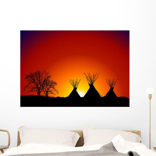 Tepee Sunset Wall Mural