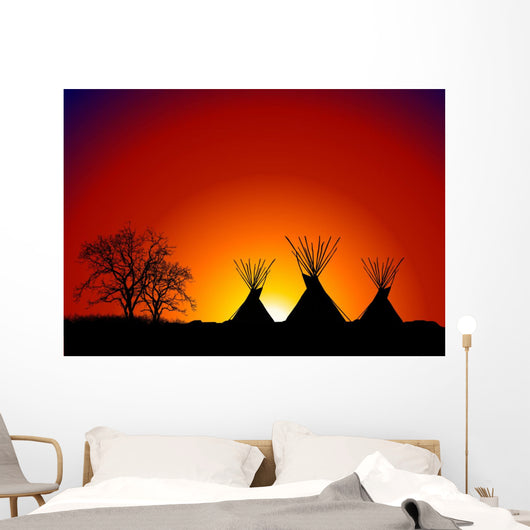 Tepee Sunset Wall Mural