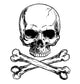 Black and white skull and crossbones isolated Wall Decal
