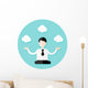 Relaxing Business Man Circle Flat Icon Wall Decal