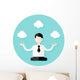Relaxing Business Man Circle Flat Icon Wall Decal