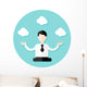 Relaxing Business Man Circle Flat Icon Wall Decal