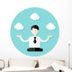 Relaxing Business Man Circle Flat Icon Wall Decal