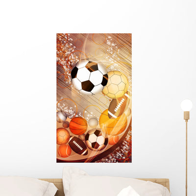 Sport Balls Wall Mural shown on a wall