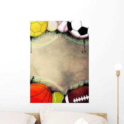 Sport Balls Wall Mural shown on a wall