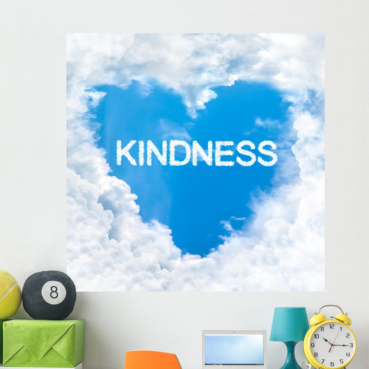 kindness word inside love cloud blue sky only Wall Mural