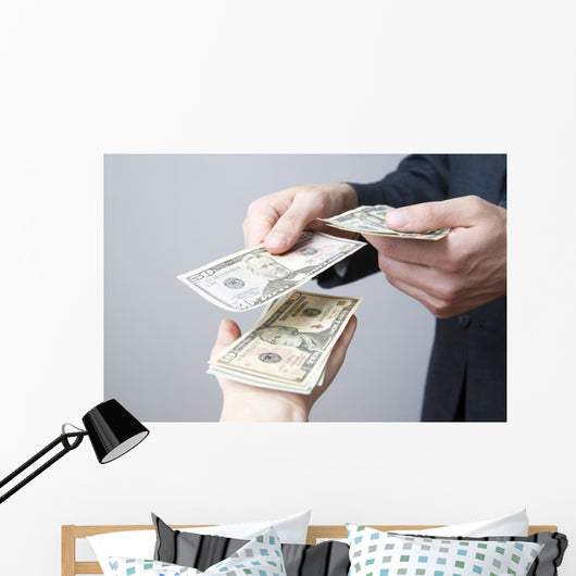 Money in the hands of the people Wall Mural
