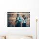 Two african american jazz musicians playing trumpet and saxophon Wall Mural