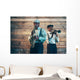 Two african american jazz musicians playing trumpet and saxophon Wall Mural