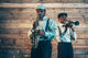 Two african american jazz musicians playing trumpet and saxophon Wall Mural