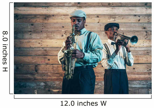 Two african american jazz musicians playing trumpet and saxophon Wall Mural