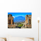 View of Mt Etna from Greek Theatre Ruins Wall Mural