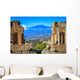View of Mt Etna from Greek Theatre Ruins Wall Mural