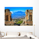 View of Mt Etna from Greek Theatre Ruins Wall Mural