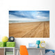 Perspective of tyre tracks on sandy beach Wall Mural