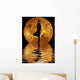 yoga on moon and water background Wall Mural