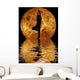 yoga on moon and water background Wall Mural