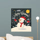 Christmas Card with Snowman Wall Mural