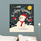 Christmas Card with Snowman Wall Mural