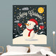 Christmas Card with Snowman Wall Mural