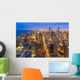 Aerial view of Chicago downtown skyline at night. Wall Mural