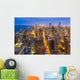 Aerial view of Chicago downtown skyline at night. Wall Mural