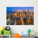 Aerial view of Chicago downtown skyline at night. Wall Mural