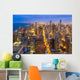 Aerial view of Chicago downtown skyline at night. Wall Mural
