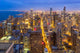 Aerial view of Chicago downtown skyline at night. Wall Mural