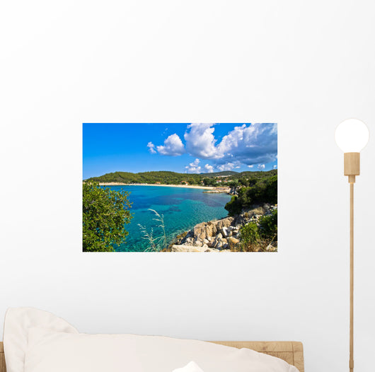 Beachscape of Aegean sea, Destenika beach, Sithonia Wall Mural
