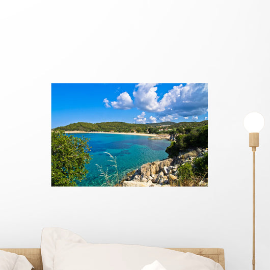 Beachscape of Aegean sea, Destenika beach, Sithonia Wall Mural