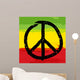 Peace symbol and rastafarian colors in background, vector Wall Mural
