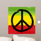Peace symbol and rastafarian colors in background, vector Wall Mural
