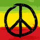 Peace symbol and rastafarian colors in background, vector Wall Mural