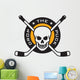 Hockey emblem with skull and crossed hockey sticks Wall Decal