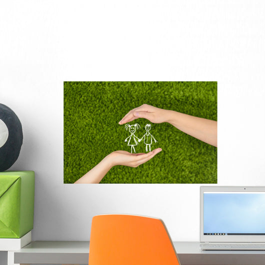 Open hands making a protection gesture Wall Mural