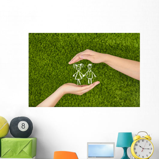 Open hands making a protection gesture Wall Mural