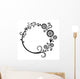 Black and white floral round frame Wall Decal