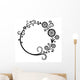Black and white floral round frame Wall Decal