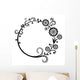 Black and white floral round frame Wall Decal
