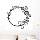 Black and white floral round frame Wall Decal