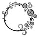 Black and white floral round frame Wall Decal