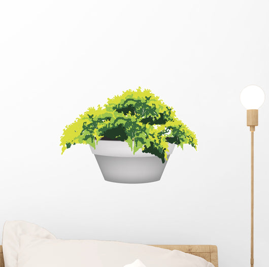 Illustration of Evergreen Plant in Flower Pot Wall Decal