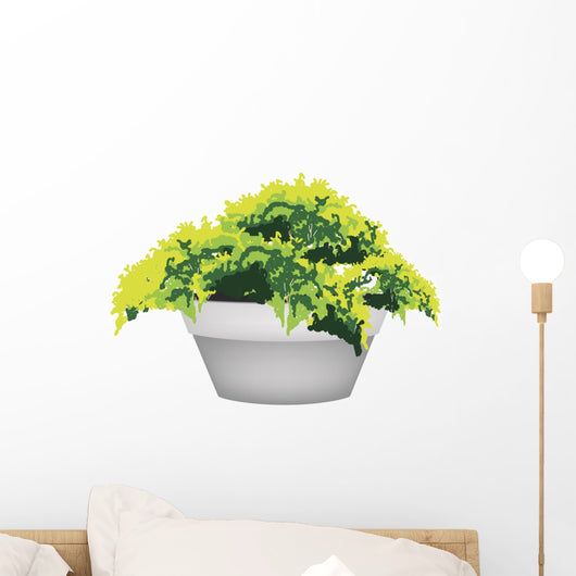 Illustration of Evergreen Plant in Flower Pot Wall Decal