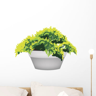 Evergreen Plant Flower Pot Wall Decal shown on a wall