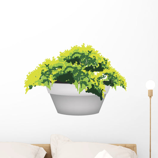 Illustration of Evergreen Plant in Flower Pot Wall Decal