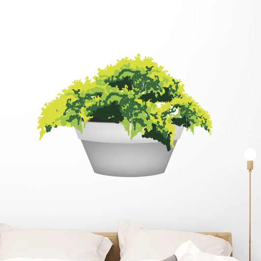 Illustration of Evergreen Plant in Flower Pot Wall Decal