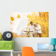 Senior couple with bicycle in autumn park Wall Mural
