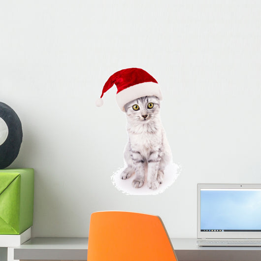 santa hat cat Wall Decal